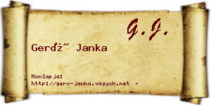 Gerő Janka névjegykártya